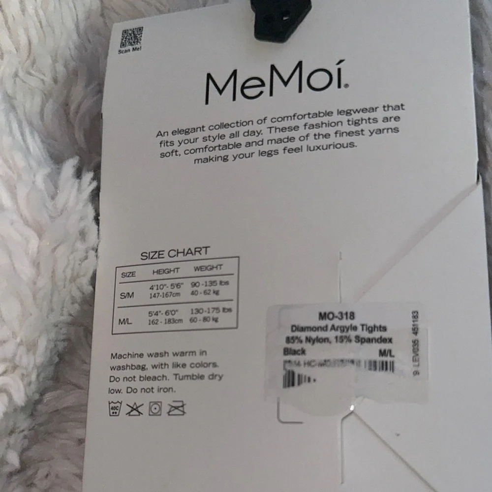 NWT MeMoi Black Fashion Tights Size M/L